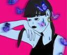ビビットorモノトーンの個性的イラスト作ります 女性的なA4サイズまでのイラスト作成します。 イメージ1