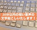 20分以内の短い音声・動画の文字起こしいたします 話者2名まで。スピーディーに正確に、守秘義務遵守で承ります！ イメージ1