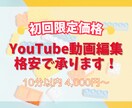 YouTube動画編集を低価格で承ります 編集をお試しで頼みたい方へ、初回限定特別価格でのご案内です。 イメージ1