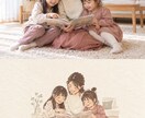 恋人やお子様の写真をやさしい絵本風イラストにします 何気ない一瞬を、ずっと飾っておきたくなる一枚に。 イメージ7