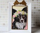 お花で飾った愛猫ちゃんのミニ肖像画を手描きします パステルの温かいタッチで可愛らしく♡リボンフレーム付きです♫ イメージ3