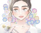 最短2日♡人物＋簡単な背景or文字描きます 簡単な背景 単色や花などになります イメージ1
