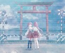 青と秋色のやさしい水彩で歌ってみたMVを彩ります 透明感ある青と秋色を掛け合わせた水彩イラスト イメージ2