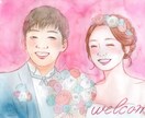 優しい水彩画の似顔絵ウェルカムボード、作成します 簡易額縁付き☆気持ちを込めて、一枚一枚丁寧にお描きします イメージ1