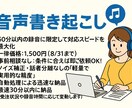 文字起こしを高速納品します 60分以内の音声を高精度で自動文字起こし／最短30分で納品！ イメージ1