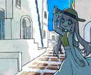 雰囲気のあるミニキャライラスト描きます 美しい街並み×あなたのオリジナルキャラ イメージ1