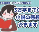 お手頃価格で。3万字までの小説感想書きます お試し価格で感想書きます。二次創作、なろう、なんでもOK！ イメージ1