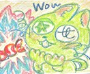 どうぶつたちのポップなクレヨン画を描きます どうぶつたちと不思議な世界観がマッチしたイラストです! イメージ1