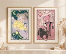 額装映え 華やかなキャライラストを制作します 装飾フレーム・花・星・月・中華風など、額装映えする華やかさ❁ イメージ1
