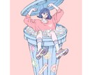 おしゃれ系イラスト・アイコン・似顔絵作成いたします イメージや好きなものをお伝えいただけばモチーフにします。 イメージ1