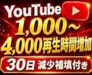 YouTube 収益化！1000~時間増やします 30日減少補填！1,000~4,000時間の再生時間を増加！ イメージ2