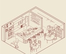 ポップでおしゃれな空間イラスト（アイソメ）描きます 住宅の思い出やフロアマップ、フライヤー、ポスターなどに！ イメージ4