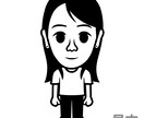白黒2頭身キャラクター風の似顔絵を描きます 色は白と黒のみ、服装は白Tシャツ＆黒スボンのシンプル似顔絵 イメージ4