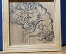けやきの額に木彫師に墨絵を描いていただけます 無垢のケヤキ材に世界にひとつの墨絵を描いていただきます イメージ2