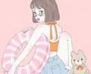 商用利用可！可愛くてお洒落な女の子絵を描きます ポストカード、Tシャツデザインにも！今だけアイコン作成無料！ イメージ8