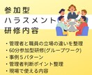 介護・立場別に整理するハラスメント研修を企画します 管理者が安心できる立場別研修。眠くならない参加型です。 イメージ2