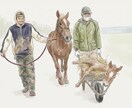 写真を元に、シンプルで温かみのある線画を制作します 写真の温度を残す、人と動物の距離感を大切に描きます イメージ3