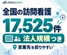 全国の訪問看護ステーション17,525件提供します 法人規模・多拠点展開まで整理｜営業先を効率よく絞り込めます イメージ1
