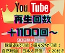 YouTube再生回数＋１１００回〜増やします 数量選択可能！振り分け可能◎格安◎日本人動画評価＋２０付き！ イメージ1