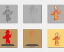 シンプルな主線なしイラストを描きます 画質の低下しないシンプルでかわいいキャラクターイラスト イメージ2