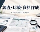調査・比較から使える資料まで整えます 公開情報や手元の資料を、判断しやすい形に整理 イメージ1