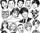 ゲスト参加型　結婚証明書　そっくり似顔絵描きます 2人2,000円　1人追加毎+500円　大人数◯ イメージ3