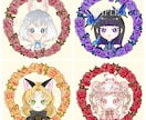 綺麗なお花のリースに入ったかわいいイラスト描きます 【12月受付限定価格】商用利用,グッズ化OKの価格です！ イメージ4