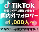 TikTokフォロワー 1,000人～増加させます 10代～30代向けSNSの決定版！安心！高品質！ イメージ1