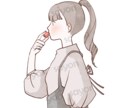 商用利用可！完成品イラストを販売しています いちごを頬張る女性/クール・おしゃれ/SNS用アイコンなど イメージ3
