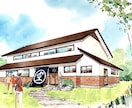 イメージスケッチから建築インテリアパース制作します 鳥瞰、俯瞰パースを温かい手描きで仕上げます。 イメージ3