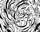 奇妙で不思議◇怖可愛いモノクロイラスト描きます 挿絵やアイコンに♦他にはない不思議な絵柄と存在感のある白黒絵 イメージ7