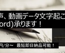 音声、動画データをWordに文字起こしします 議事録などの文字起こし　45円/分〜 ⭐︎最短即日納品 イメージ1
