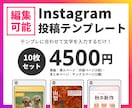 10枚セット｜インスタ投稿テンプレート作成します 表紙〜サンクスページまで！Canva編集可能なデータでお渡し イメージ1