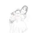 写真を元にお洒落な似顔絵イラストを描きます ふわふわした鉛筆画で、優しい雰囲気を演出します イメージ6