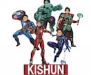 アメコミヒーロー風キャラクターポーズ自在に描きます 企業やスポーツチームのイメージアップ!アイコンやパネル仕様も イメージ4