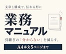 引継ぎで迷わない業務マニュアルを作ります 散らばったメモや手順を、使いやすい５ページに整理 イメージ1