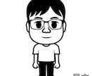 白黒2頭身キャラクター風の似顔絵を描きます 色は白と黒のみ、服装は白Tシャツ＆黒スボンのシンプル似顔絵 イメージ3