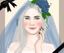 ベールをまとったアートな似顔絵を描きます ウエディングのウェルカムボードやギフト用等 イメージ2