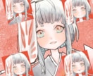既製品のキャラクターアイコンを販売しています オーダーやりとり不要/和装の女の子表情5種+お面5種 イメージ2