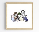 思い出の1枚をイラストにします 小粒おめめの似顔絵線画イラスト イメージ7