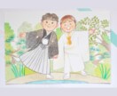 色鉛筆で絵本タッチのウェディングイラスト作成します 背景基本無料&下書き修正何回でも◎原画とデータどちらも納品！ イメージ5