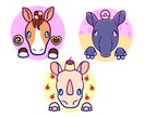 頭に小物を乗せたかわいい動物のアイコンを描きます アップの顔にカラフルな目が映える！明るくかわいく仕上げます。 イメージ7