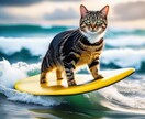 可愛いねこの画像を売ります サーフィンしている可愛い猫、5枚。 イメージ2