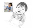 赤ちゃん記念日・成長記録にデッサン似顔絵を描きます 写真を元にデフォルメなしの鉛筆画！贈り物やインテリアにどうぞ イメージ7
