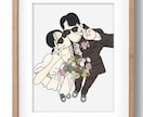 素敵な思い出をシンプルイラストにします 《ウェルカムボードにおすすめ》似顔絵イラスト　結婚式/家族 イメージ3