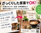 原案ありのチラシ・フライヤーのデータ作成します 原案はざっくりとしたメモでOK。入稿先データに合わせます。 イメージ2