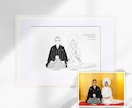 前撮り︱結婚写真からオシャレな線画イラストにします ウェルカムボードや結婚式後も楽しめるシンプルな線画イラストを イメージ8
