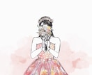 ドレス＆ブーケ❤︎花嫁様のイラストをお描きします 水彩風 ＊ 顔隠しポーズで思い出を残しませんか♪ イメージ2