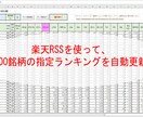 最大500銘柄の指定ランキングを自動更新します 楽天RSSを使って、作業効率化に貢献♪ イメージ2