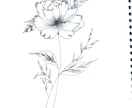 繊細な植物・ボタニカルのタトゥーデザイン画描きます 独学ならではの温かみのある植物線画。タトゥーやアイコンに イメージ3